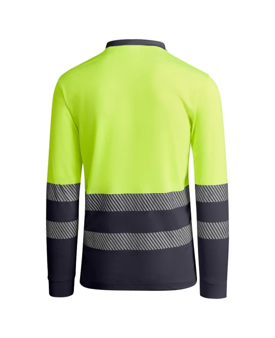 Tricou polo Hi-Vis maneca lunga, continut ridicat din bumbac, 170 g/mp, Galben/Gri Tricou polo Hi-Vis maneca lunga, continut ridicat din bumbac, 170 g/mp, Galben/Gri