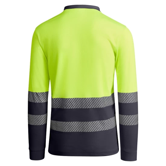 Tricou polo Hi-Vis maneca lunga, continut ridicat din bumbac, 170 g/mp, Galben/Gri Tricou polo Hi-Vis maneca lunga, continut ridicat din bumbac, 170 g/mp, Galben/Gri