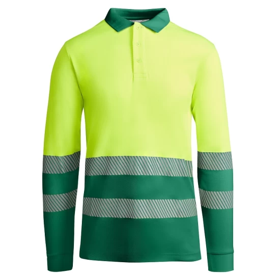 Tricou polo Hi-Vis maneca lunga, continut ridicat din bumbac, 170 g/mp, Galben/Verde Tricou polo Hi-Vis maneca lunga, continut ridicat din bumbac, 170 g/mp, Galben/Verde