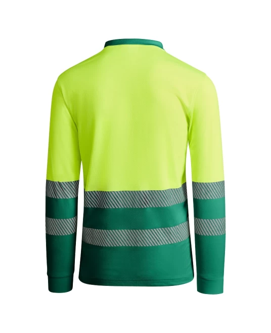 Tricou polo Hi-Vis maneca lunga, continut ridicat din bumbac, 170 g/mp, Galben/Verde Tricou polo Hi-Vis maneca lunga, continut ridicat din bumbac, 170 g/mp, Galben/Verde