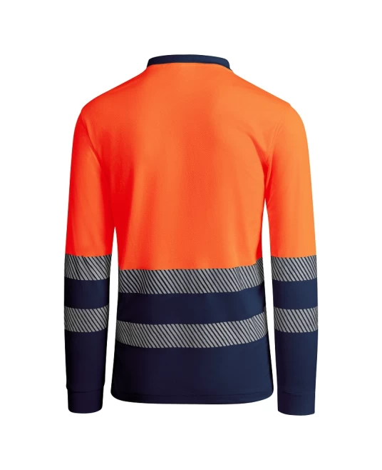 Tricou polo Hi-Vis maneca lunga, continut ridicat din bumbac, 170 g/mp, Portocaliu/Bleumarin Tricou polo Hi-Vis maneca lunga, continut ridicat din bumbac, 170 g/mp, Portocaliu/Bleumarin