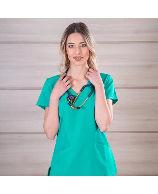 Tunica femei confortabila si moderna, cu 2 buzunare, verde Tunica femei confortabila si moderna, cu 2 buzunare, verde