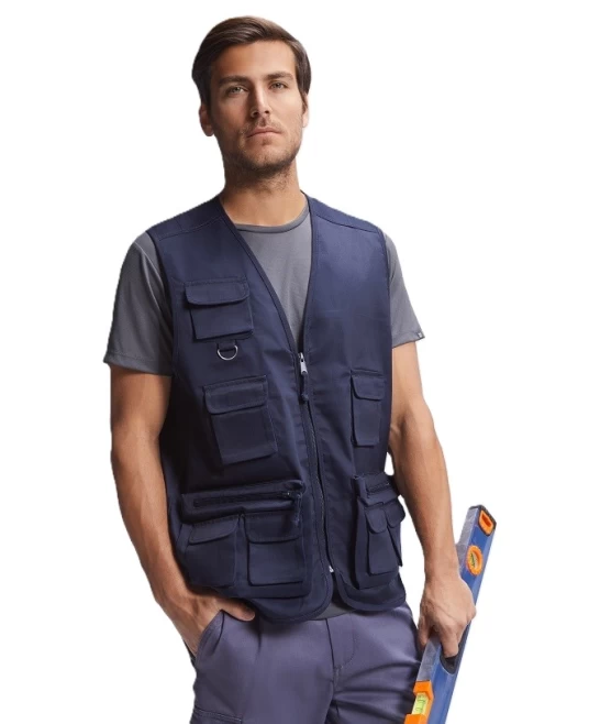 Vesta de lucru cu buzunare multifunctionale, Bleumarin Vesta de lucru cu buzunare multifunctionale, Bleumarin