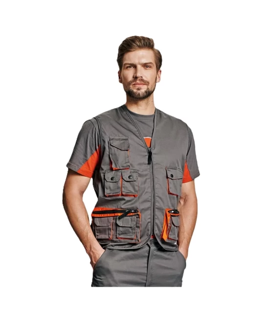 Vesta de lucru Cargo, tercot 235g/m2, gri-portocaliu Vesta de lucru Cargo, tercot 235g/m2, gri-portocaliu