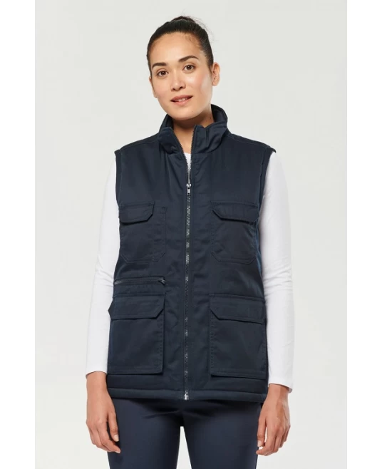 Vesta de lucru vatuita bleumarin din tercot, cu buzunare multiple Vesta de lucru vatuita bleumarin din tercot, cu buzunare multiple