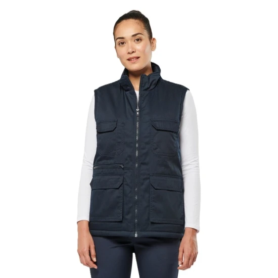 Vesta de lucru vatuita bleumarin din tercot, cu buzunare multiple