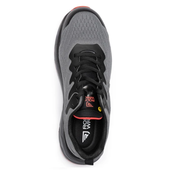 Pantofi de protectie S1PS ESD, model sport, gri cu rosu