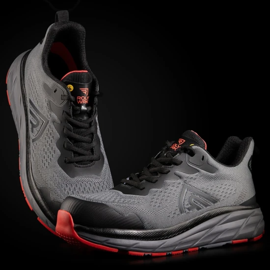 Pantofi de protectie S1PS ESD, model sport, gri cu rosu