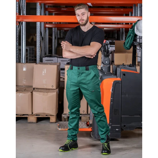 Pantaloni Ares bumbac, 240g/m2, verde cu negru