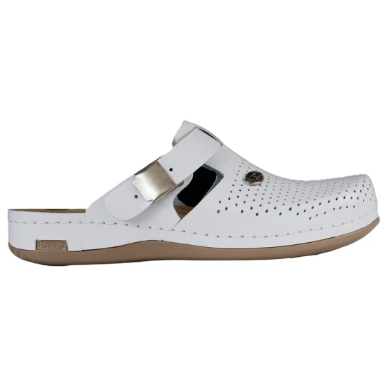 Saboti de lucru O1, de dama, fara bareta, insertie antialunecare, albi Saboti de lucru O1, de dama, fara bareta, insertie antialunecare, albi