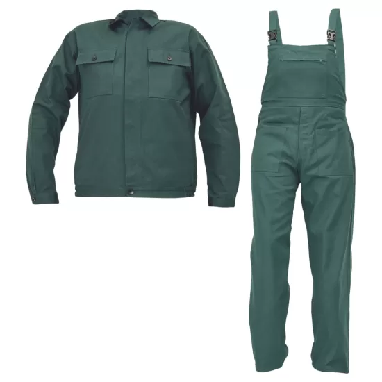 Costum de lucru (salopeta cu pieptar + jacheta), bumbac 240g/m2 Verde Costum de lucru (salopeta cu pieptar + jacheta), bumbac 240g/m2 Verde