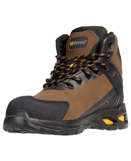 Bocanci de protectie S3S SR, bombeu fibra de sticla  lamela antiperforatie Kevlar, maro