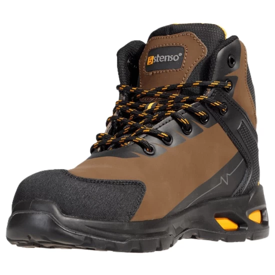 Bocanci de protectie S3S SR, bombeu fibra de sticla  lamela antiperforatie Kevlar, maro
