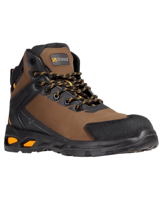 Bocanci de protectie S3S SR, bombeu fibra de sticla  lamela antiperforatie Kevlar, maro