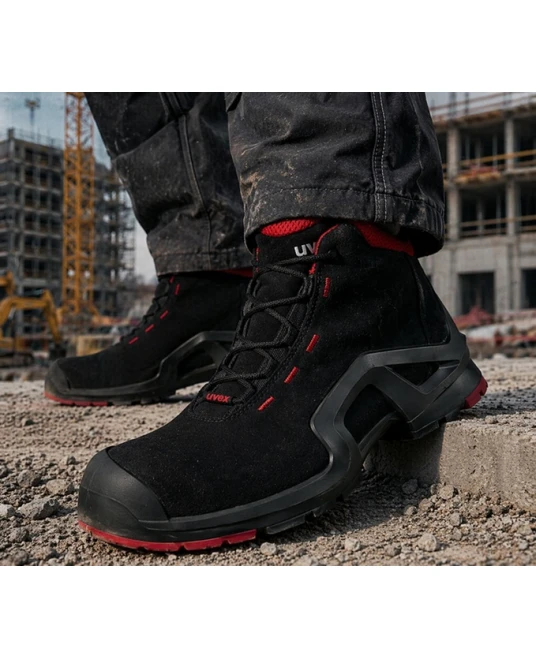 UVEX1 X-TENDED SUPPORT bocanci de protectie  S3 SRC, negru cu rosu