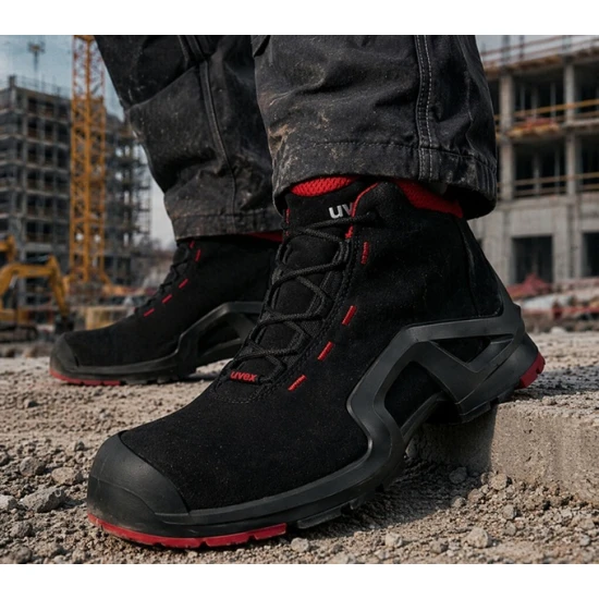 UVEX1 X-TENDED SUPPORT bocanci de protectie  S3 SRC, negru cu rosu