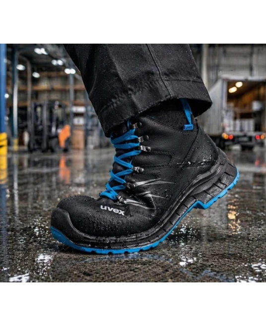 UVEX2 TREND bocanci din piele, S3 SRC, ESD, negru cu albastru