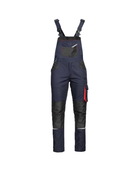 Salopeta de lucru tercot Kastor stretch, 250g/m2, bleumarin-rosu