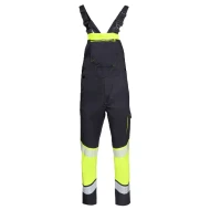 Salopeta cu pieptar stretch HiVis subtire 210g/m2, negru-galben