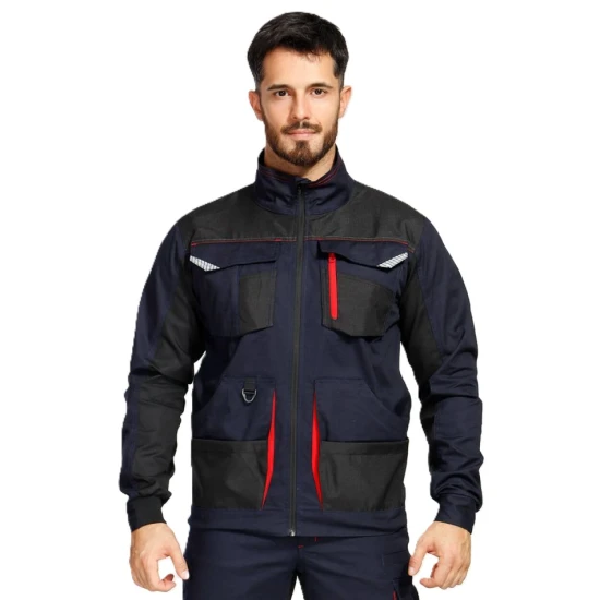 Jacheta de lucru tercot Kastor stretch, 250g/m2, bleumarin-rosu