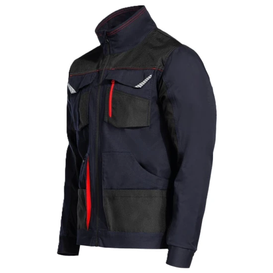 Jacheta de lucru tercot Kastor stretch, 250g/m2, bleumarin-rosu