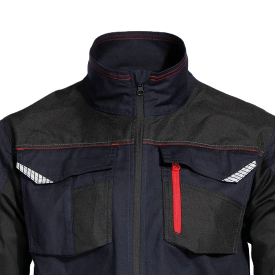 Jacheta de lucru tercot Kastor stretch, 250g/m2, bleumarin-rosu