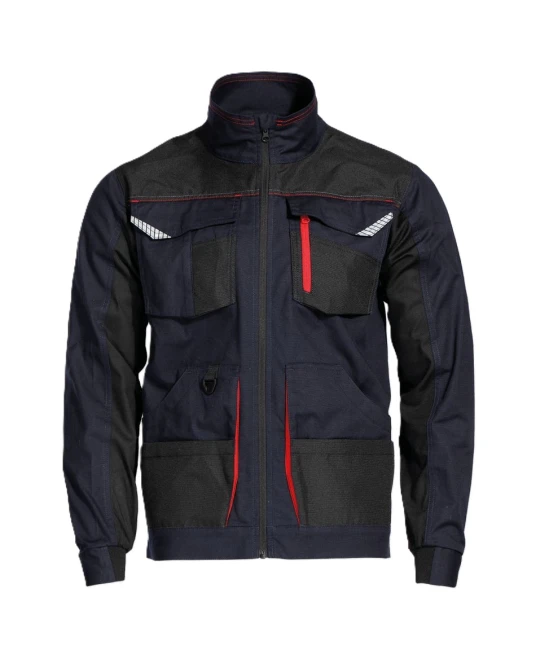 Jacheta de lucru tercot Kastor stretch, 250g/m2, bleumarin-rosu