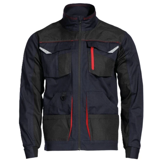 Jacheta de lucru tercot Kastor stretch, 250g/m2, bleumarin-rosu