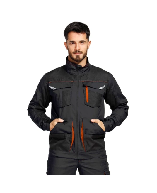 Jacheta de lucru tercot Kastor stretch, 250g/m2, gri/portocaliu