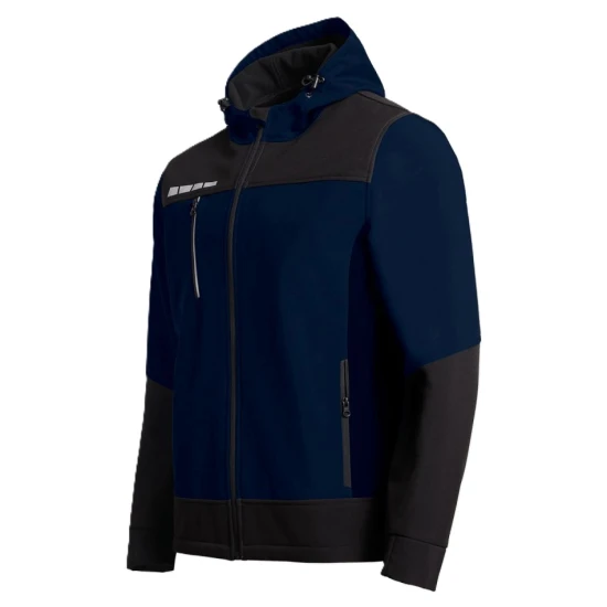 Softshell cu gluga Runna, accesorii reflectorizante, bleumarin