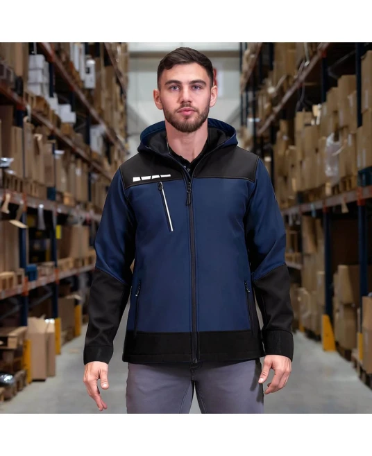 Softshell cu gluga Runna, accesorii reflectorizante, bleumarin