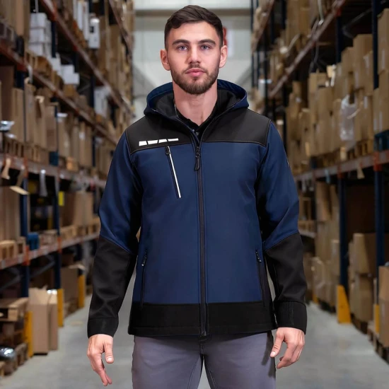 Softshell cu gluga Runna, accesorii reflectorizante, bleumarin