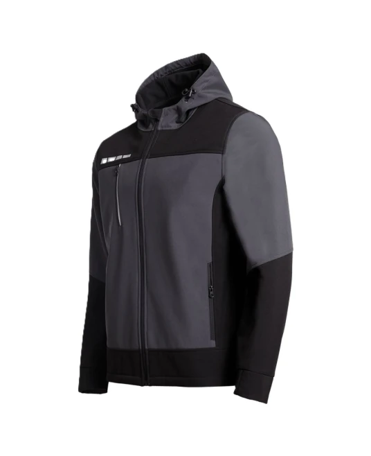 Softshell cu gluga Runna, accesorii reflectorizante, gri