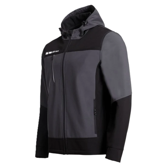 Softshell cu gluga Runna, accesorii reflectorizante, gri
