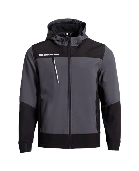 Softshell cu gluga Runna, accesorii reflectorizante, gri