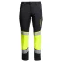 Pantaloni stretch tercot HiVis, elastan 210g/m2, negru-galben