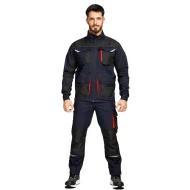 Pantaloni de lucru tercot Kastor stretch, 250g/m2, bleumarin-rosu