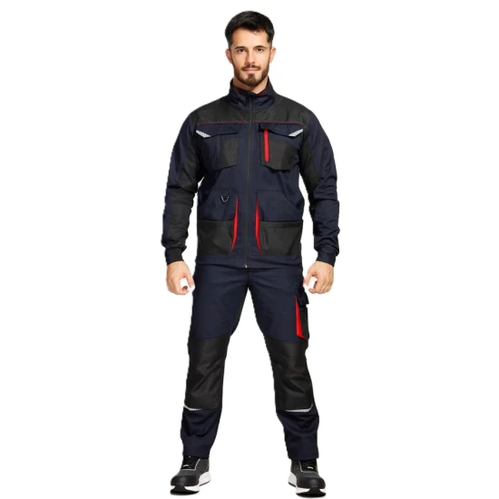 Pantaloni de lucru tercot Kastor stretch, 250g/m2, bleumarin-rosu