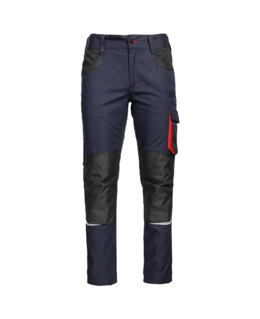 Pantaloni de lucru tercot Kastor stretch, 250g/m2, bleumarin-rosu