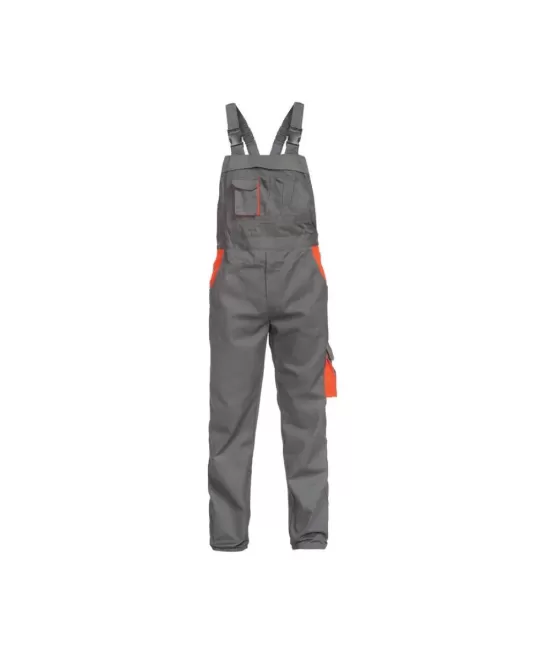 Salopeta cu pieptar tercot, 240 g/m2, Gri cu portocaliu