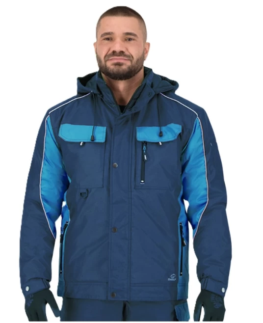 Jacheta vatuita impermeabila, certificata EN342 rezistenta frig, albastru
