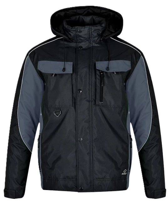 Jacheta vatuita impermeabila, certificata EN342 rezistenta frig, negru cu gri