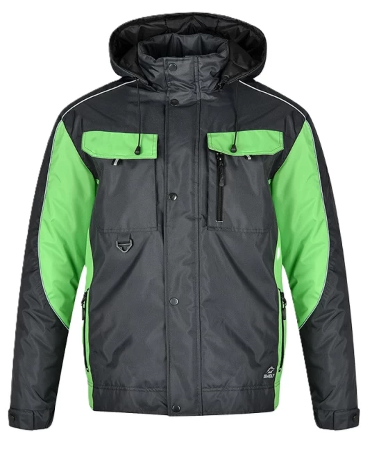 Jacheta vatuita impermeabila, certificata EN342 rezistenta frig, gri cu verde