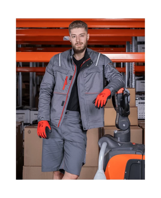 Jacheta de lucru bumbac de calitate Raptors, 260g/mp, gri rosu