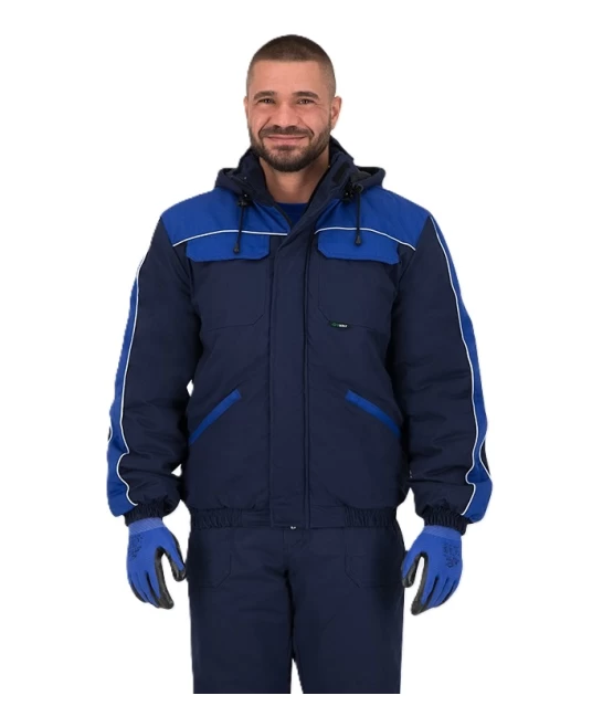 Jacheta vatuita bumbac hidrofobizat, bleumarin cu albastru